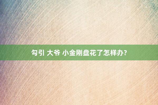 勾引 大爷 小金刚盘花了怎样办?