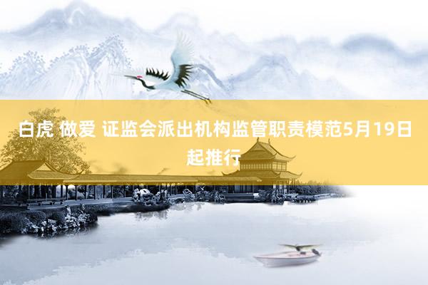白虎 做爱 证监会派出机构监管职责模范5月19日起推行