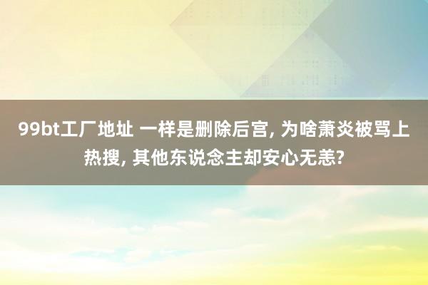 99bt工厂地址 一样是删除后宫， 为啥萧炎被骂上热搜， 其他东说念主却安心无恙?